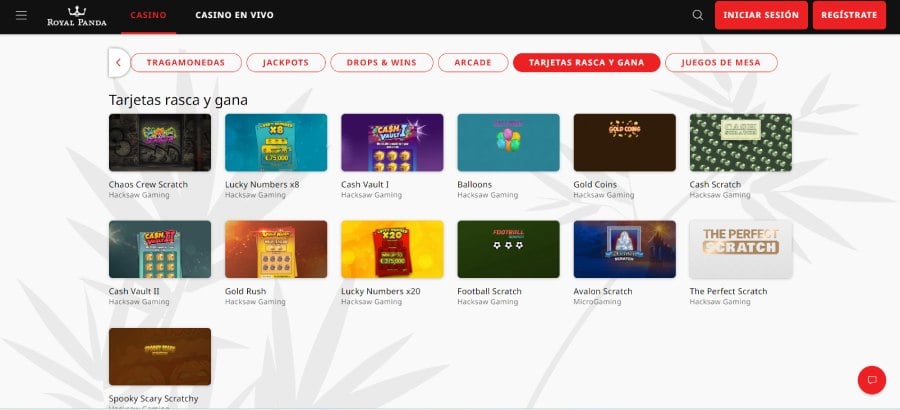 Rasca y gana en Royal Panda Casino