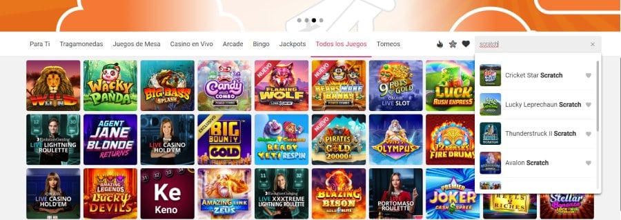 Rasca y gana en Spin Casino
