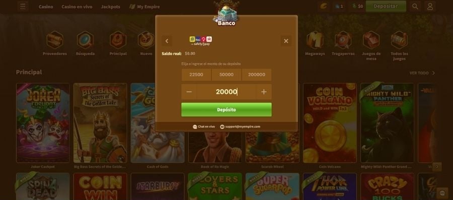 deposito en wazamba