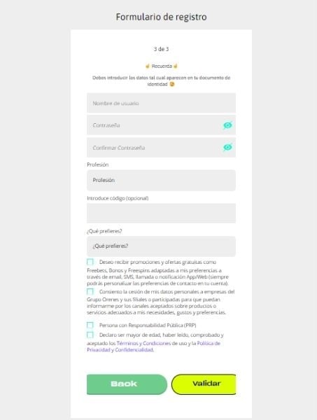 formulario de registro