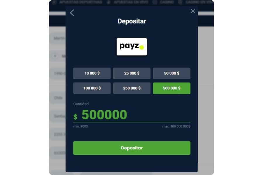 Depositar con Payz en 20bet