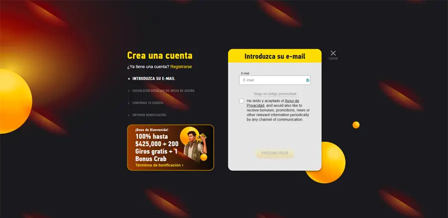 paso 2 registrarse fezbet