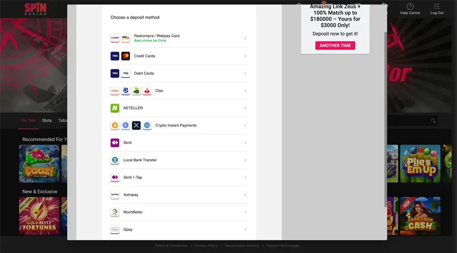spin casino trustly