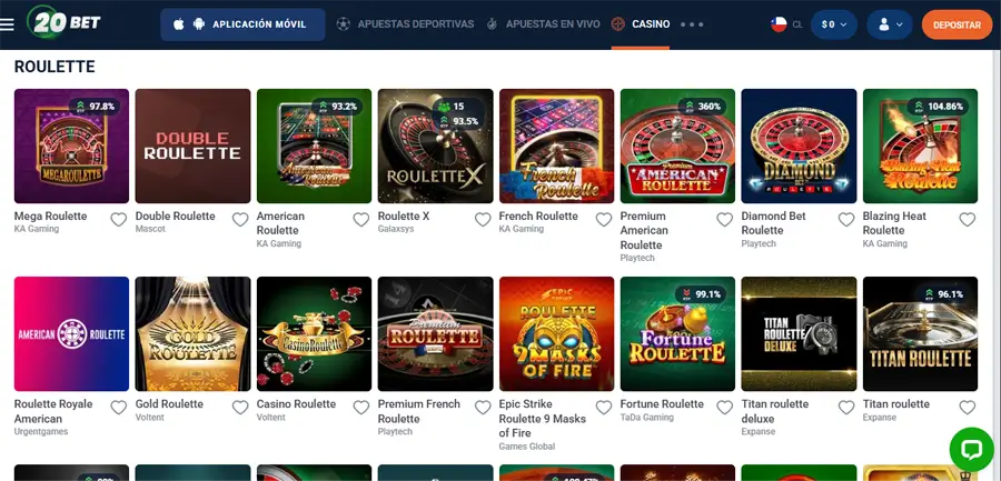 20bet ruleta chile