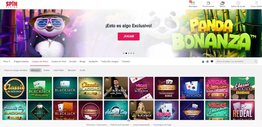 spin casino blackjack