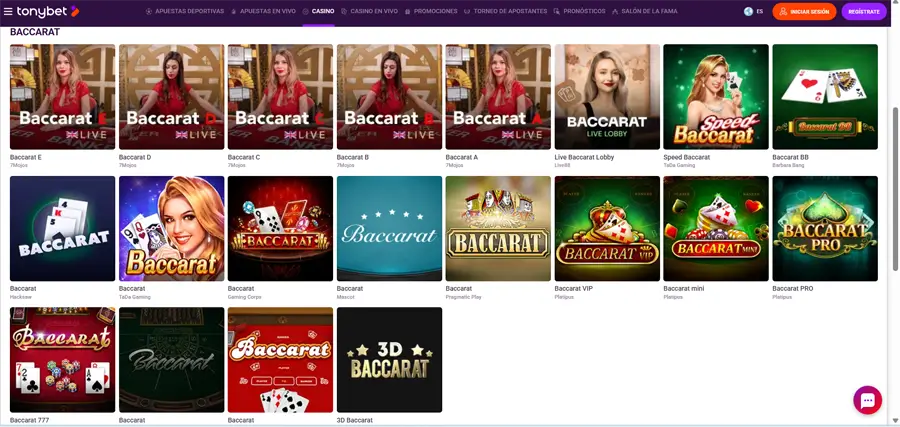 tonybet baccarat