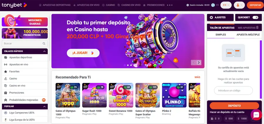 tonybet mejor casino online chile
