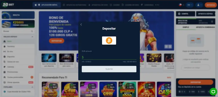 20bet aceptan bitcoin