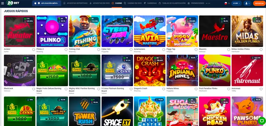 20bet minijuegos