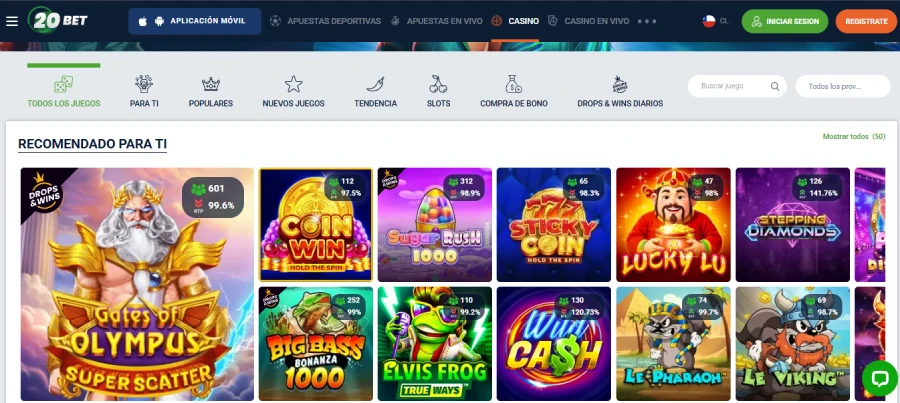 Captura de pantalla 20bet Casino