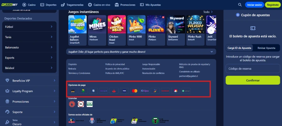 Método de pago criptomonedas en Jugabet