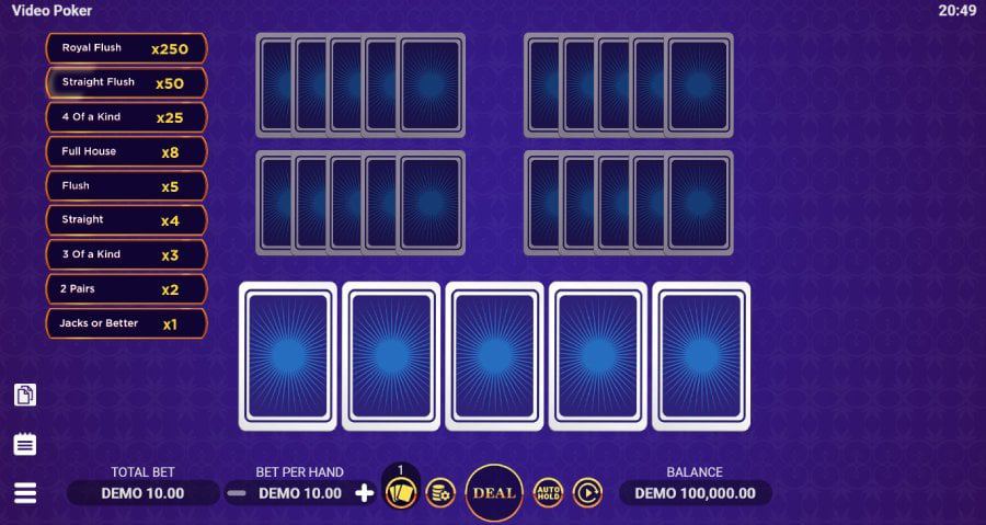 Efectuar una apuesta para jugar video poker