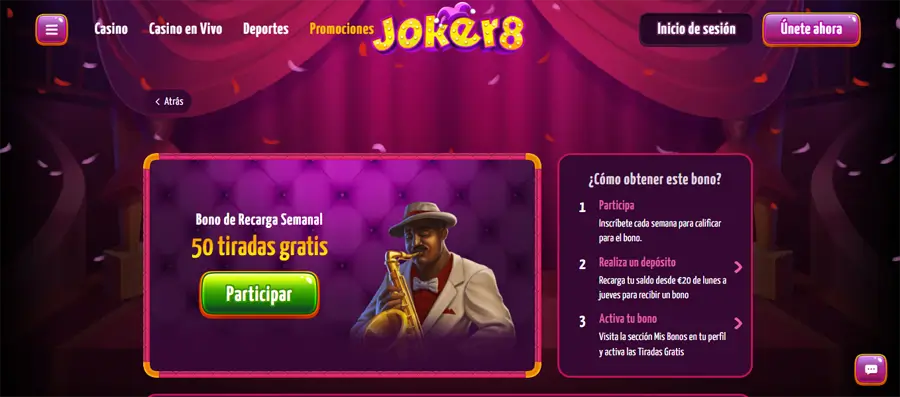 joker8 25 giros gratis sin depósito