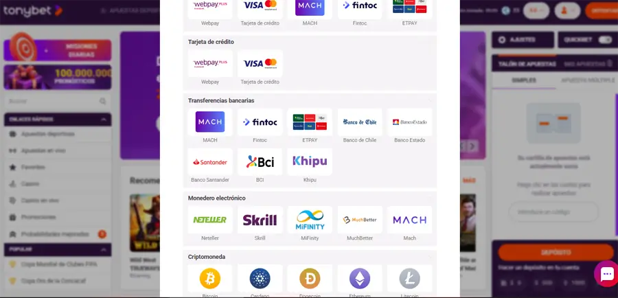 tonybet aceptan ecopayz
