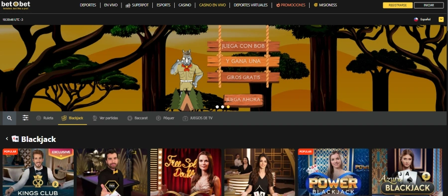 BetOBet blackjack casino en vivo chile