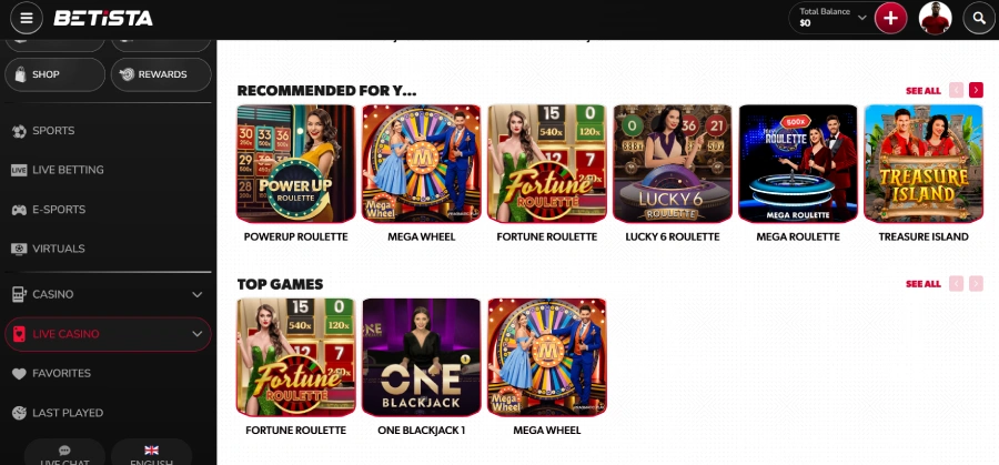 Casino en vivo Betista