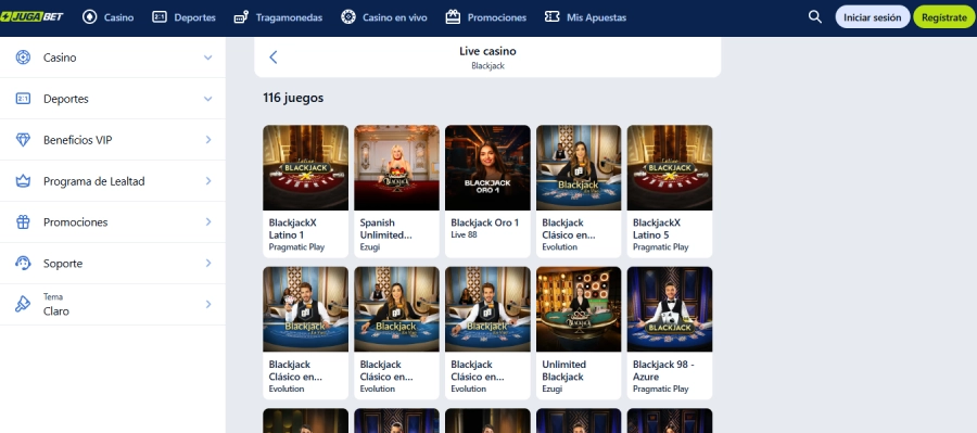 Jugabet blackjack casino en vivo chile
