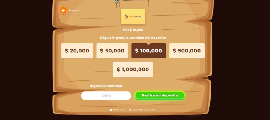 elegir cantidad a depositar muchbetter