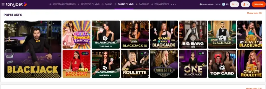 Tonybet casino Muchbetter para casino en vivo