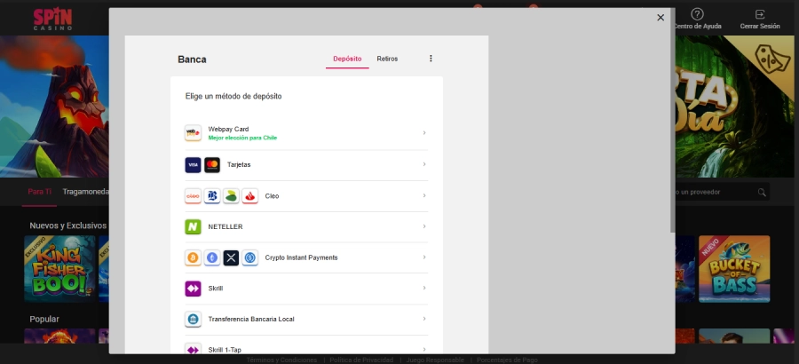 depositar spin casino