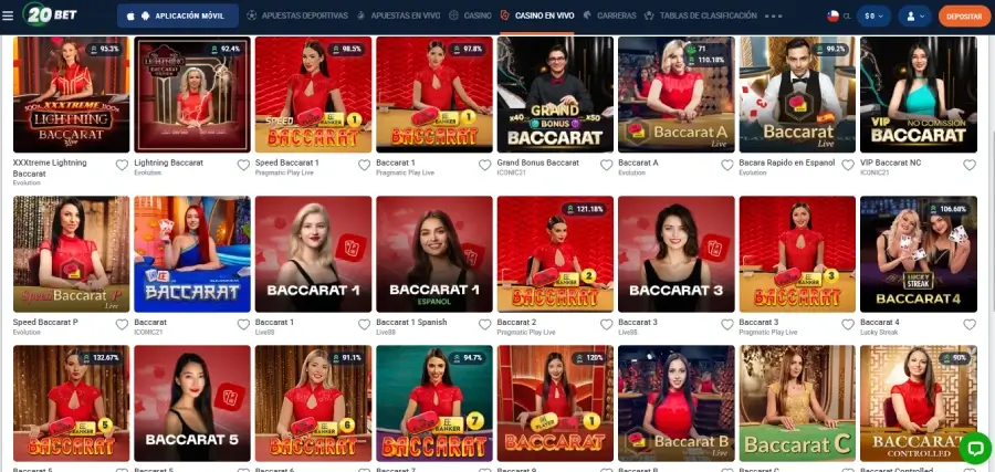 Juegos de baccarat en 20bet