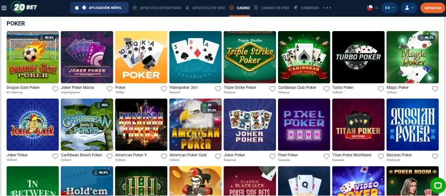 Poker en 20bet