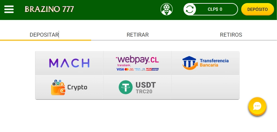 Depósito Pesos Chilenos Brazino777