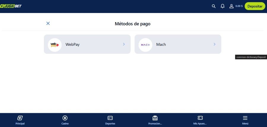 Depósito Pesos Chilenos Jugabet