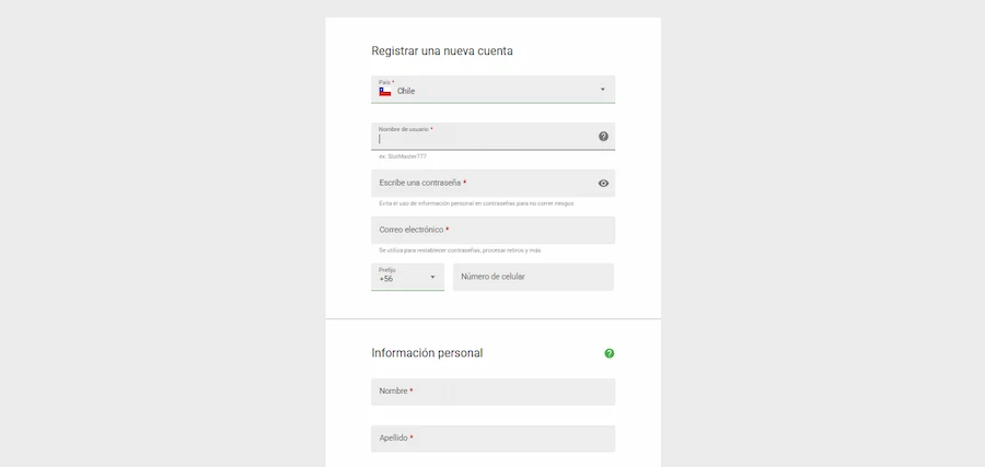 registrar en el casino