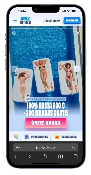 interfaz movil onlyspins