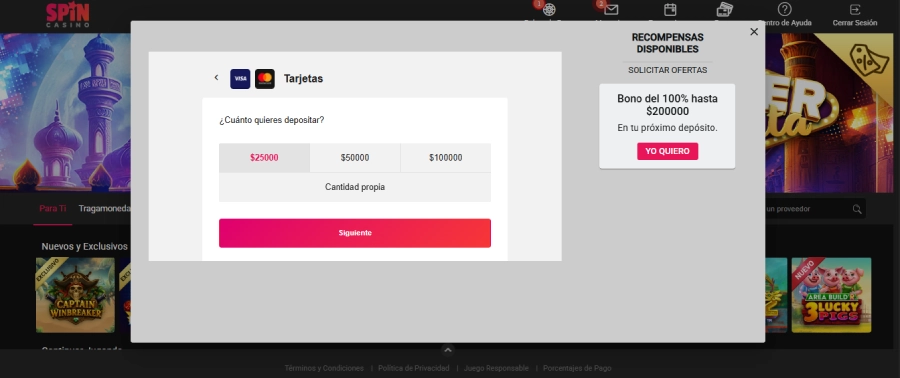 Pagamento con Mastercard en Spin Casino