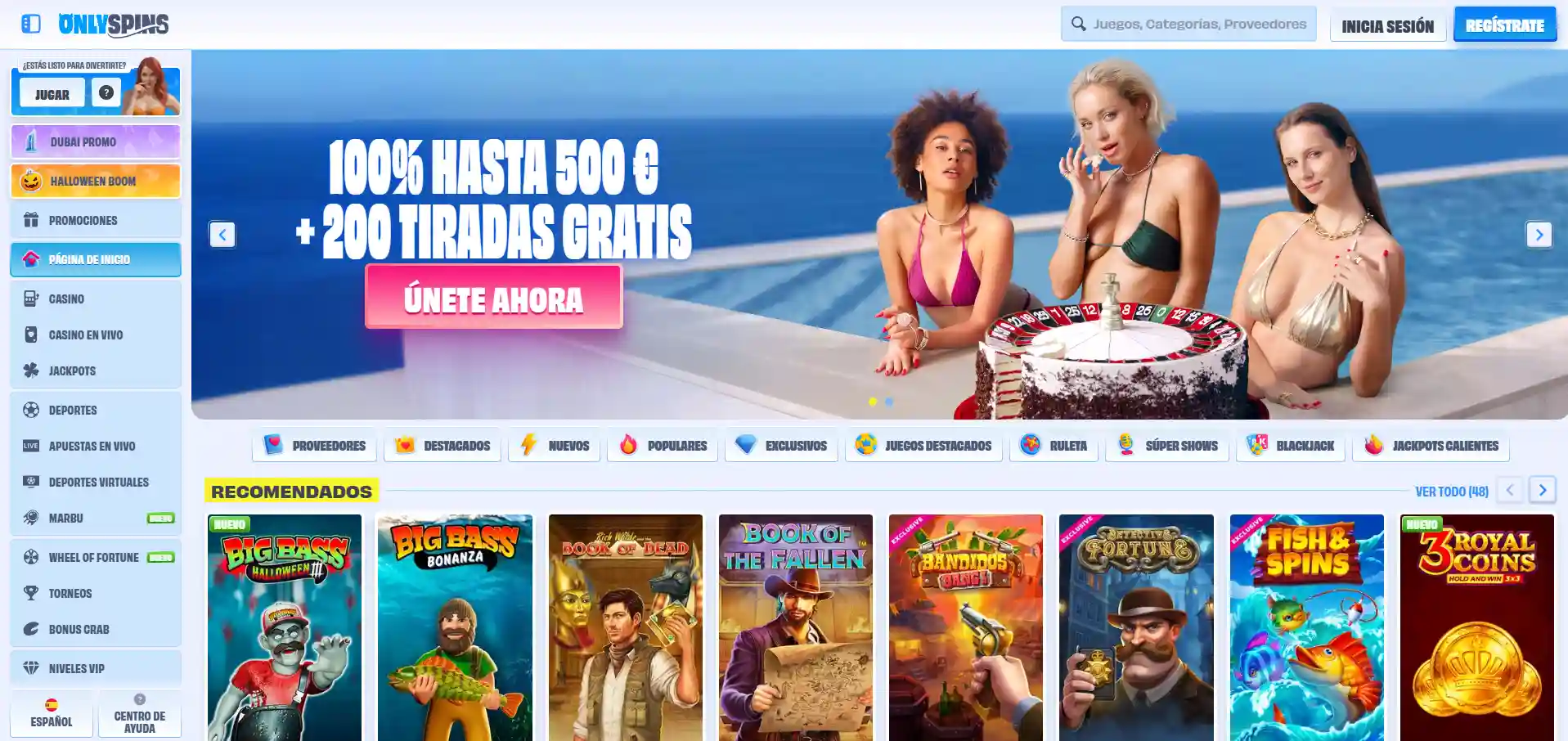 registrar en onlyspins paso 1