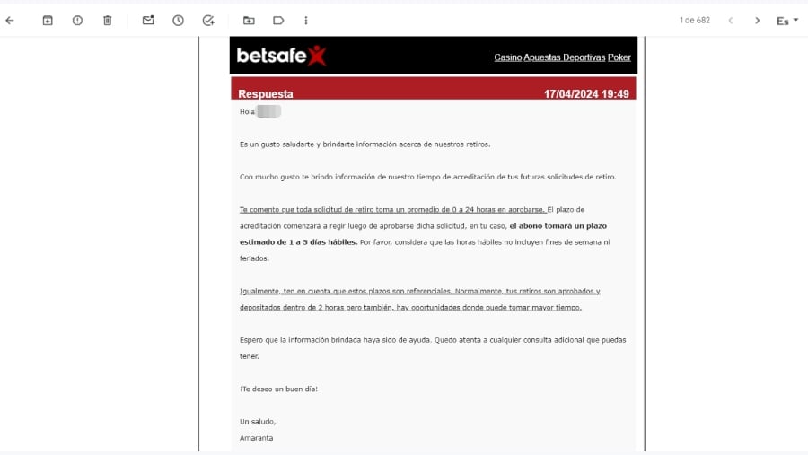 correo electronico betsafe