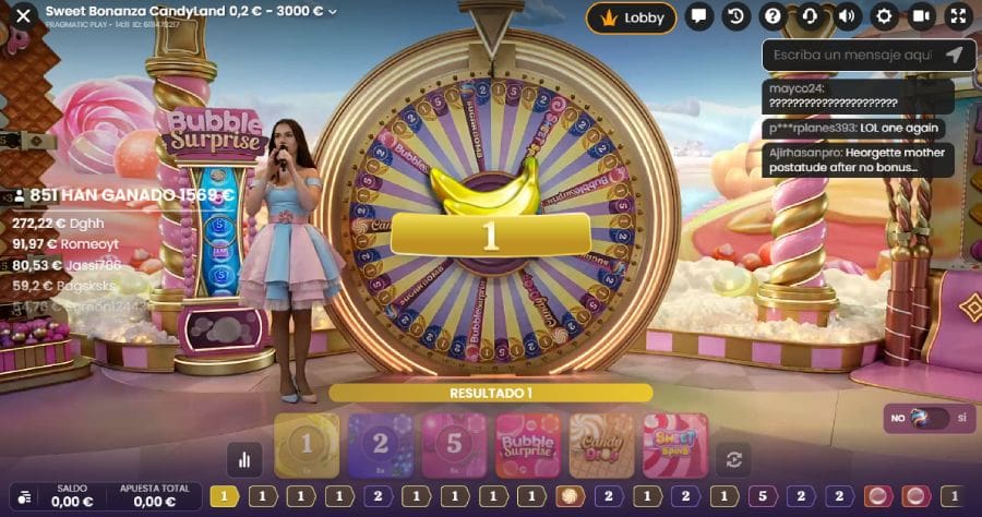 Interfaz dulce bonanza candyland
