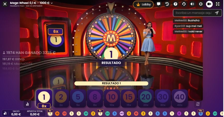 Interfaz mega wheel live