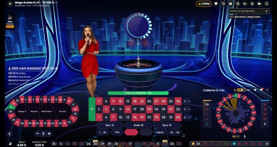 interfaz de mega roulette