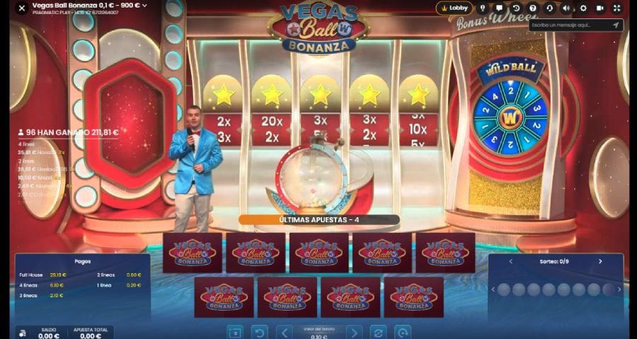 Interfaz de vegas ball bonanza