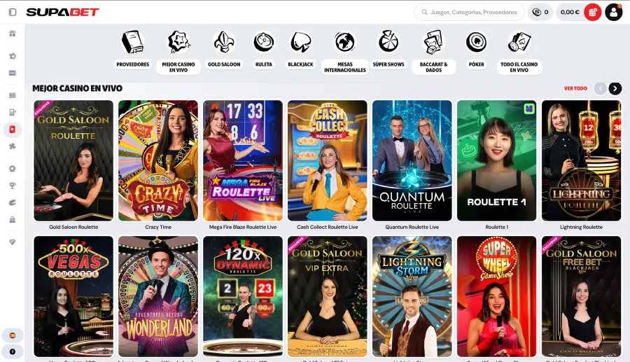 Casino en vivo en SupaBet casino