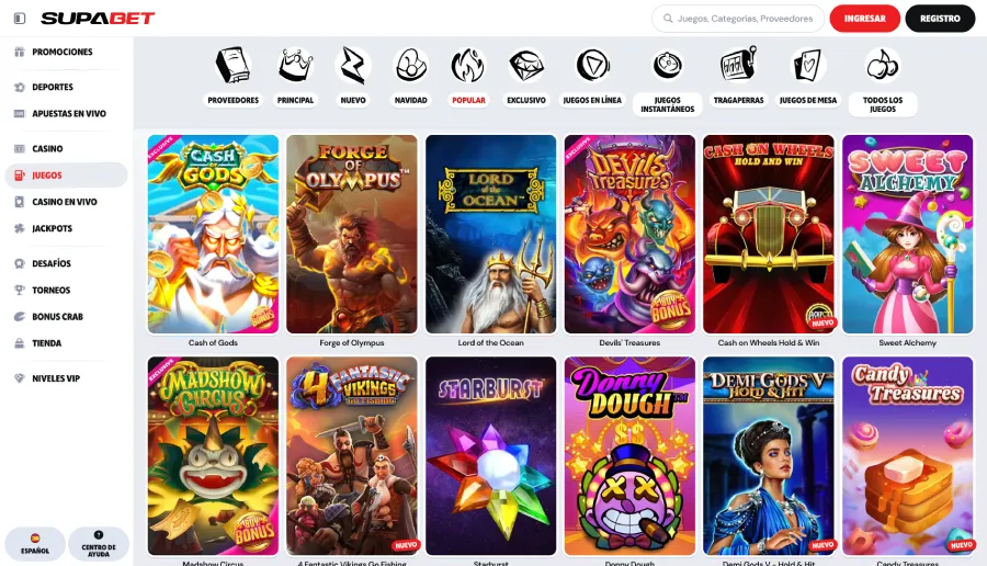 Juegos en SupaBet Casino