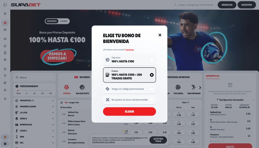 Registrarse en Supabet Casino paso 2