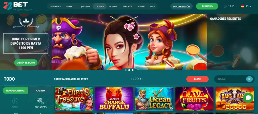 22bet mejores casino online perú