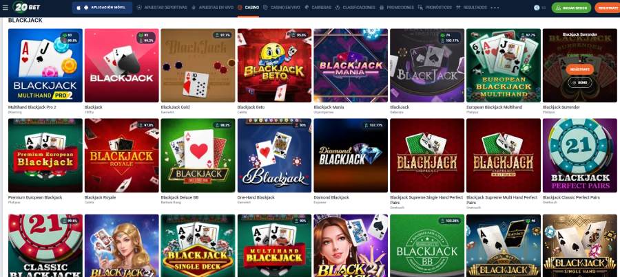Los juegos de blackjack en 20bet