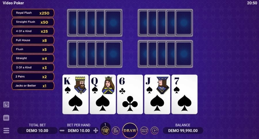 cartas iniciales video poker