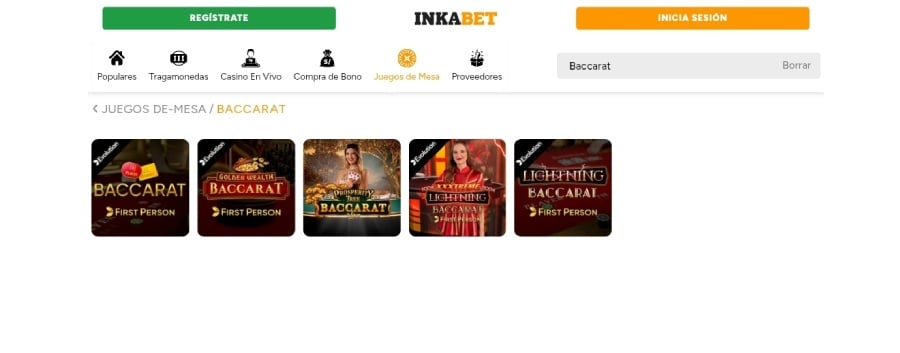 Los juegos de baccarat en Inkabet