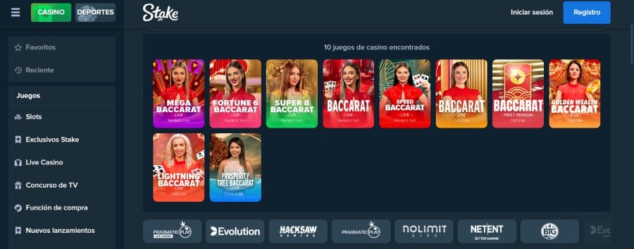 Los juegos de baccarat en Stake