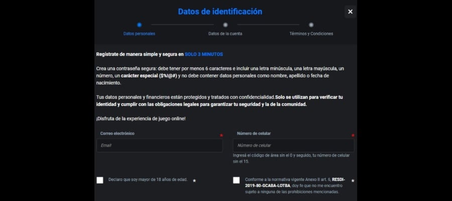 Crear una cuenta para jugar al baccarat