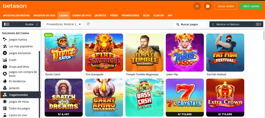 betsson con slots en perú