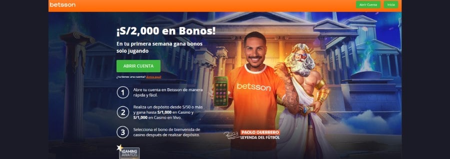 Captura de pantalla bono de bienvenida en Betsson