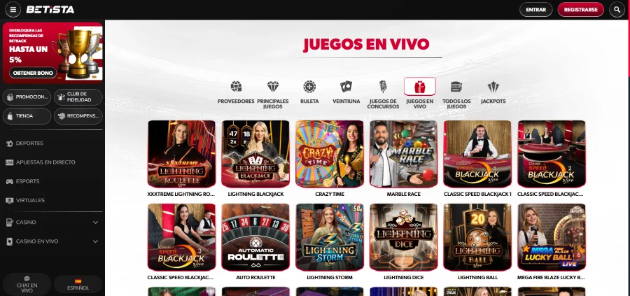 Casino en vivo Betista