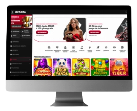 Interfaz del ordenador del casino Betista